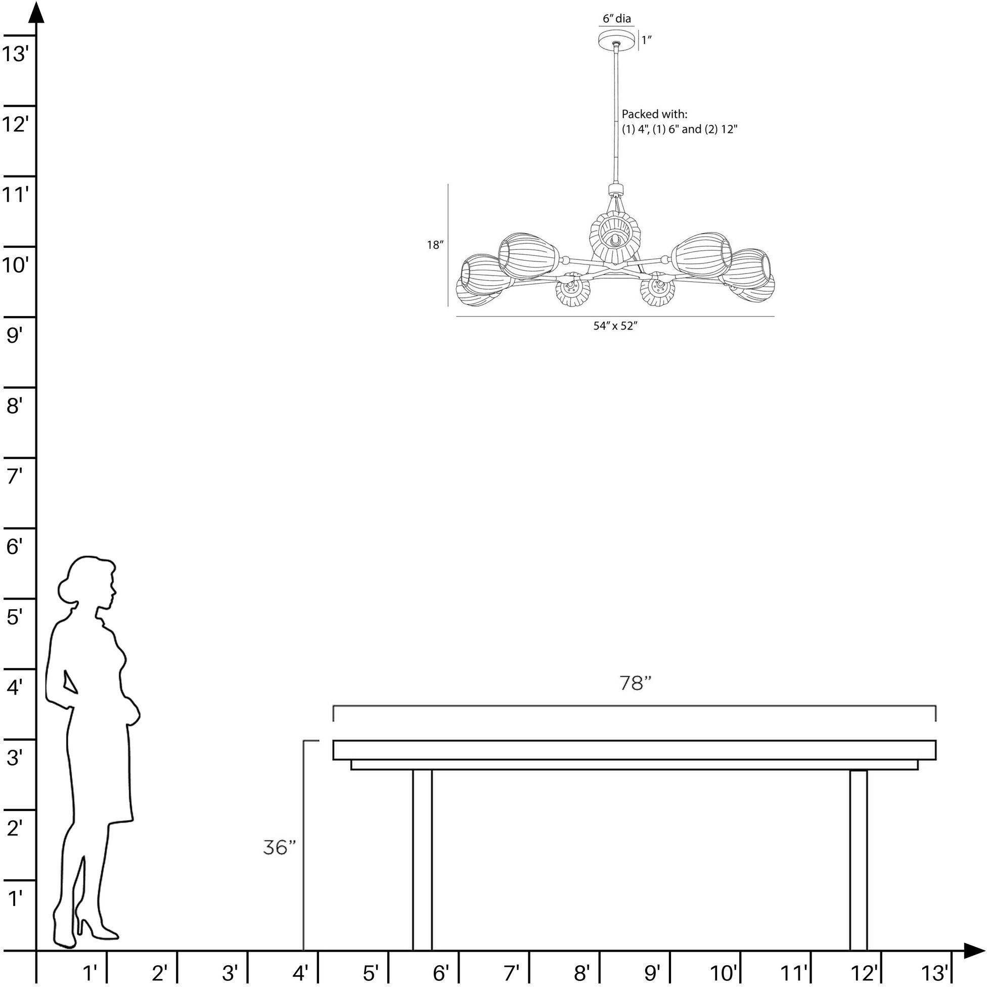 Smyth 9 Light 54 inch Antique Brass Chandelier Ceiling Light