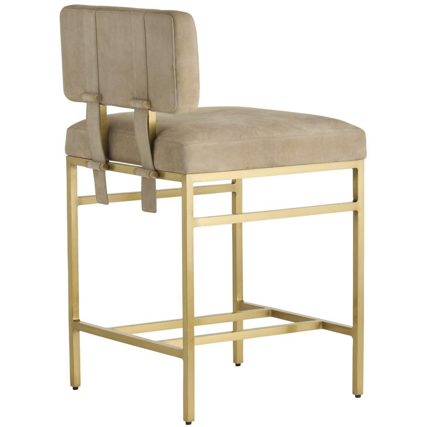 Laney 35 inch Taupe and Antique Brass Counter Stool
