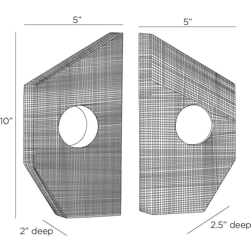 Garrick 5 inch Antique Brass and Jungle Marble Bookends, Set of 2