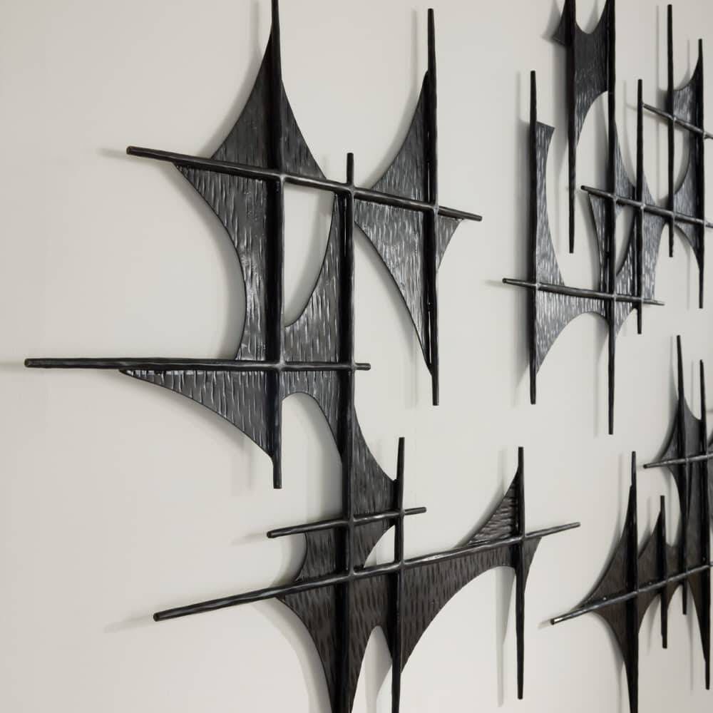 Freya Blackened Iron Wall Plaques, Set of 3