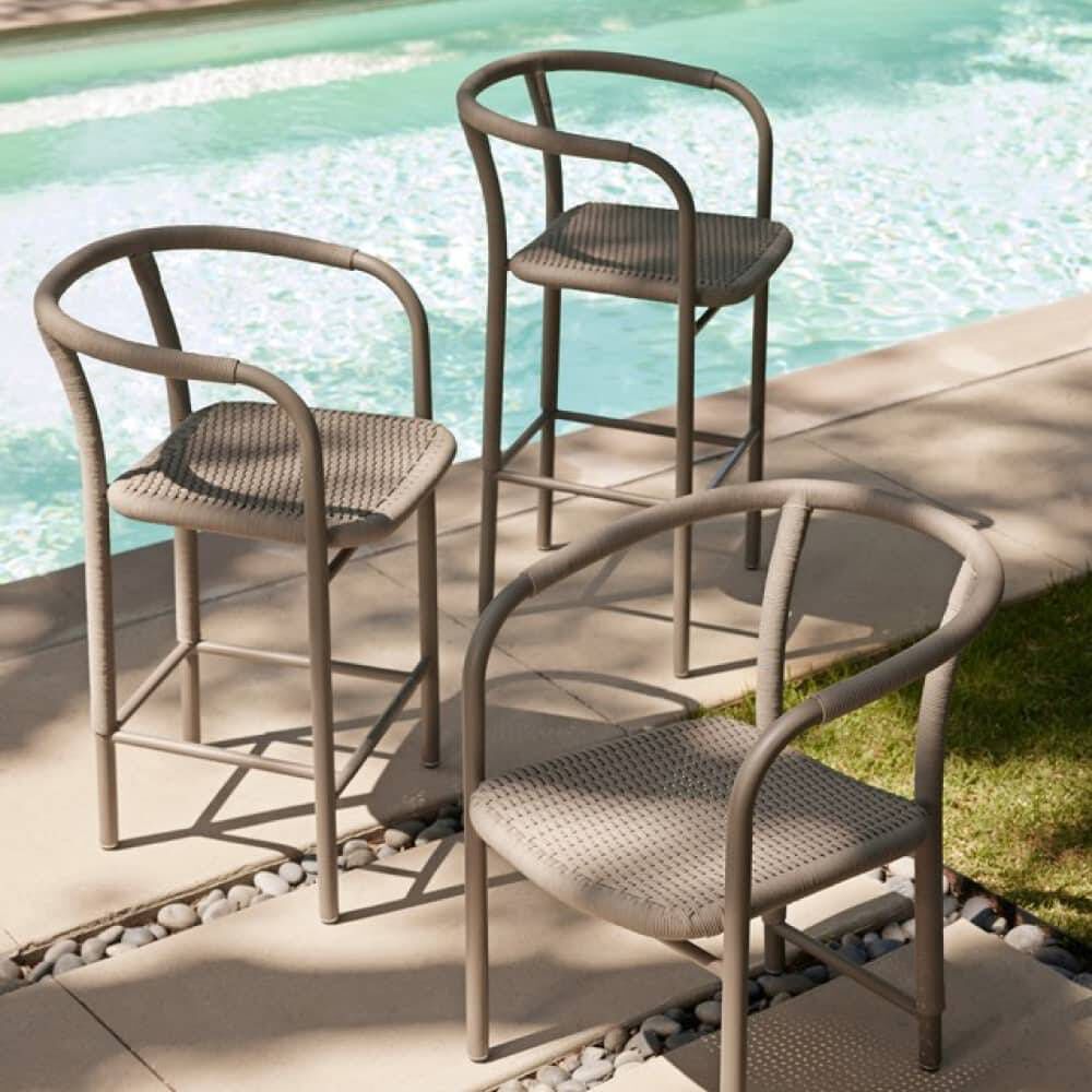 Feller 37 inch Fossil and Gray with Brushed Steel Outdoor Counter Stool