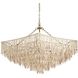 Josephine 3 Light 44 inch Natural and Ivory and Antique Brass Chandelier Ceiling Light, Large