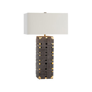 Elis 32 inch 150 watt Moss Grey/Polished Brass Table Lamp Portable Light, Rectangle
