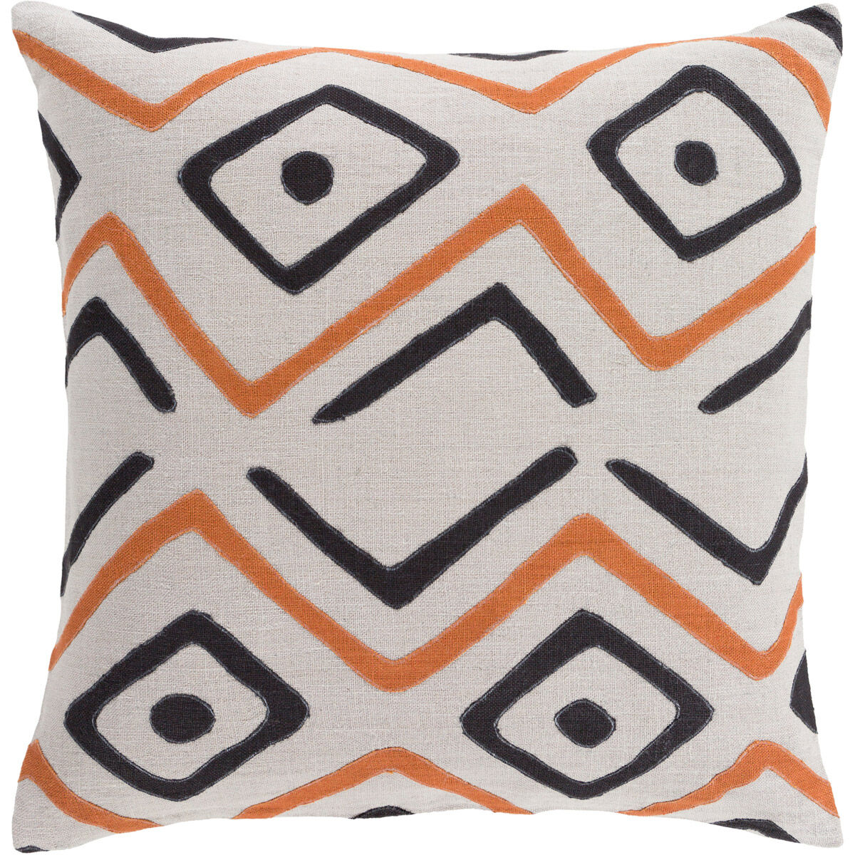 Nairobi 22 X 22 inch Light Gray and Burnt Orange Throw Pillow