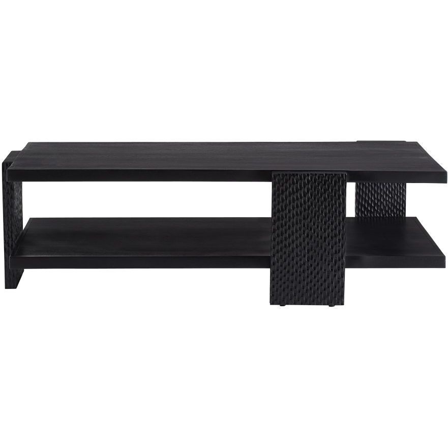 Aiden 55 X 16.5 inch Handcarved Soft Black Waxed Cocktail Table