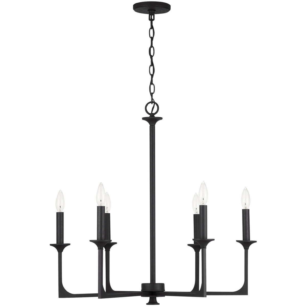 Clint 6 Light 28 inch Black Iron Chandelier Ceiling Light