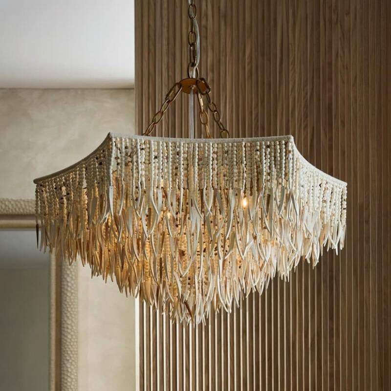 Josephine 6 Light 30 inch Natural and White Chandelier Ceiling Light