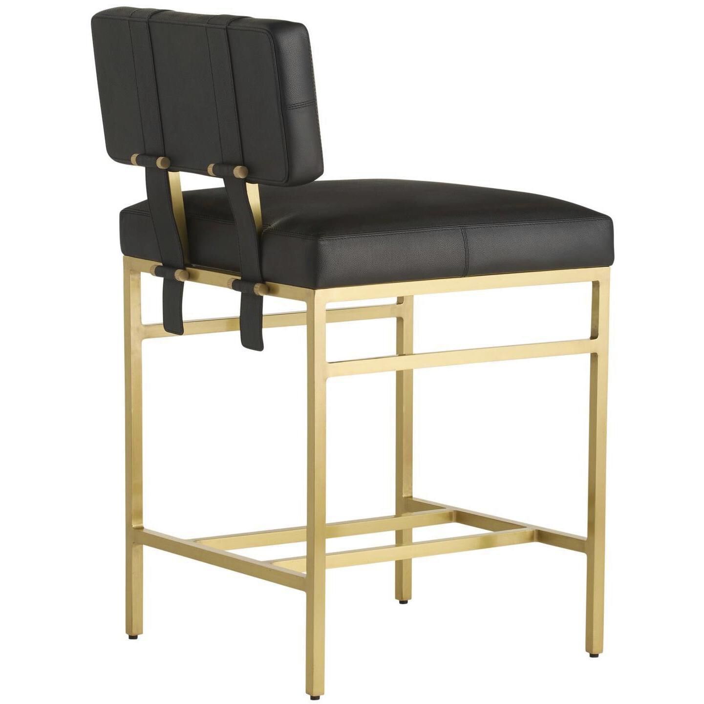 Laney 35 inch Black and Antique Brass Counter Stool