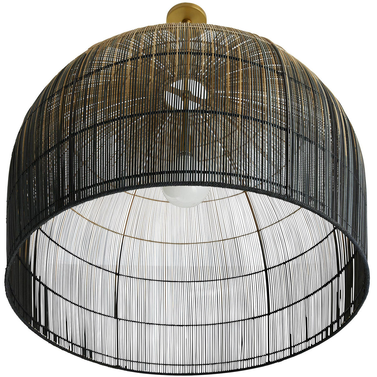 Swami 1 Light 32 inch Natural and Black Ombre with Antique Brass Pendant Ceiling Light, Large