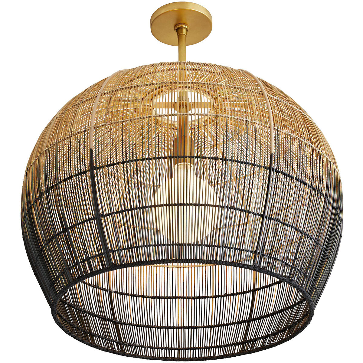 Swami 1 Light 22 inch Natural and Black Ombre with Antique Brass Pendant Ceiling Light, Small