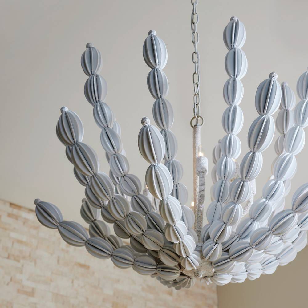 Indi 8 Light 42 inch White Chandelier Ceiling Light, Large