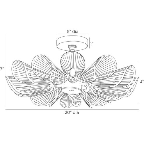 Francesca 12 Light 20 inch Vintage Brass Flush Mount Ceiling Light