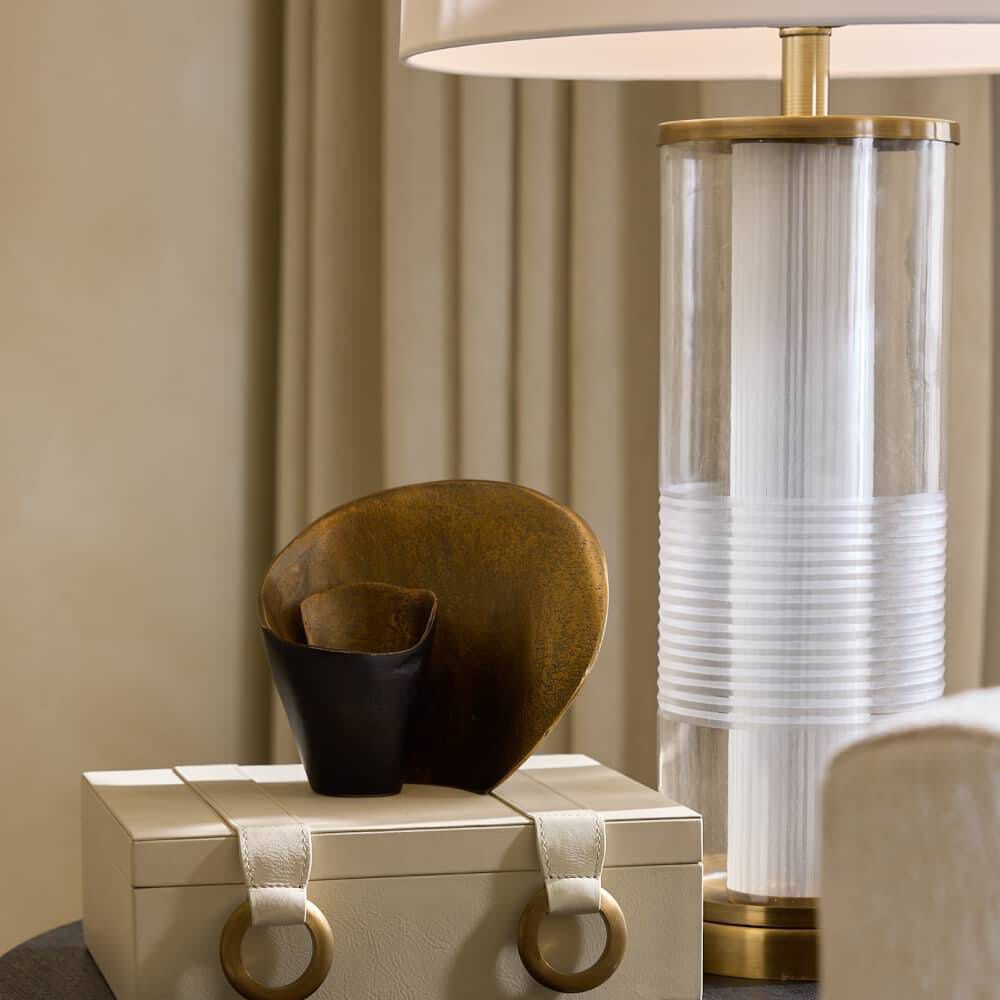 Gianna 30 inch 150.00 watt Clear Etched Glass and Vintage Brass Lamp Portable Light