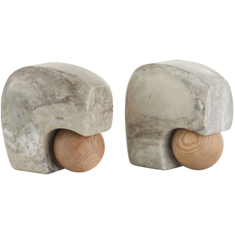 Melt 16 inch Gray and Natural Oak Wood Bookends, Set of 2