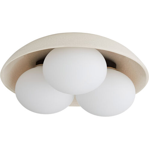 Glaze 3 Light 19 inch Ivory Stained Crackle and Blackened Steel Flush Mount Ceiling Light, Large