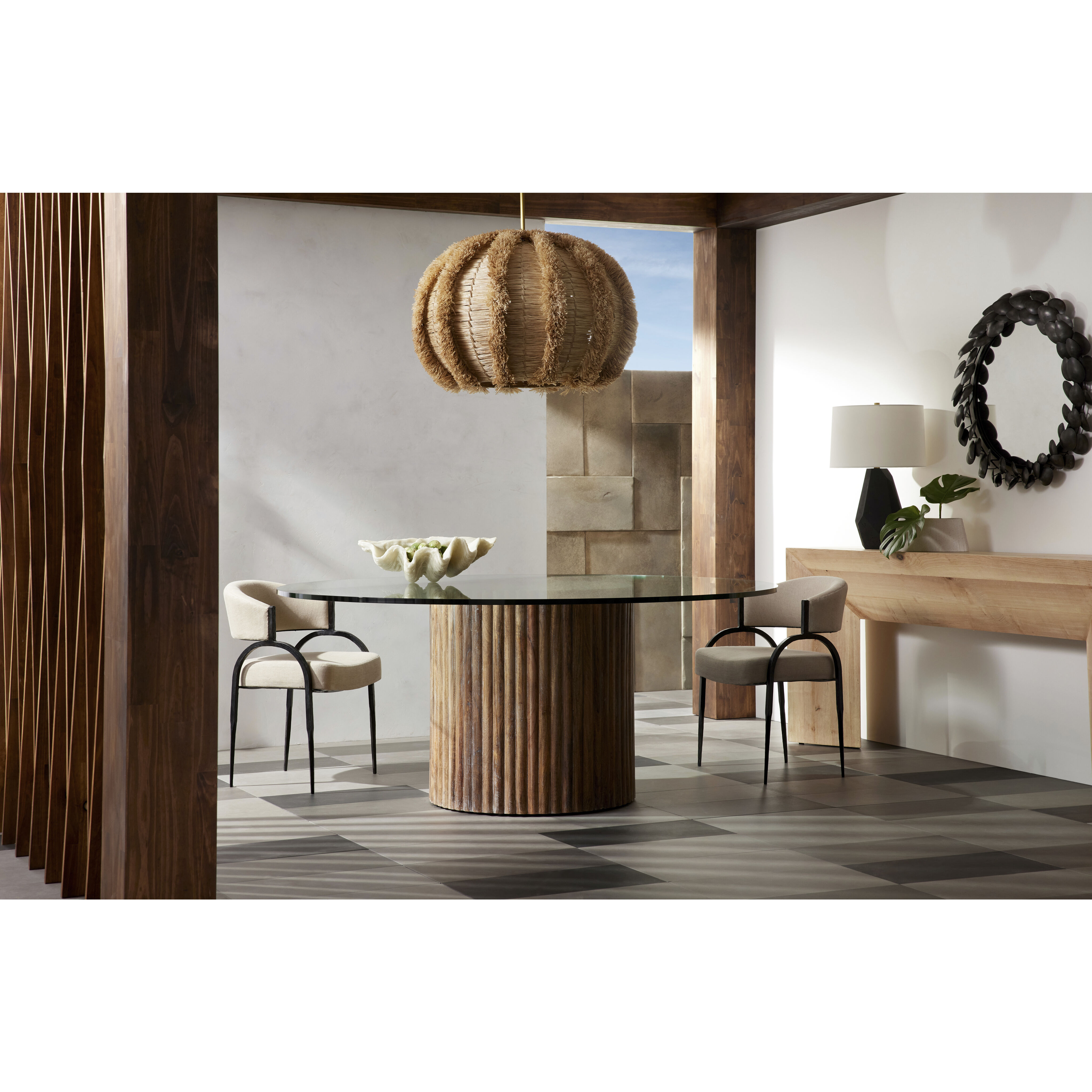 Johanna 1 Light 34 inch Natural and Antique Brass Pendant Ceiling Light