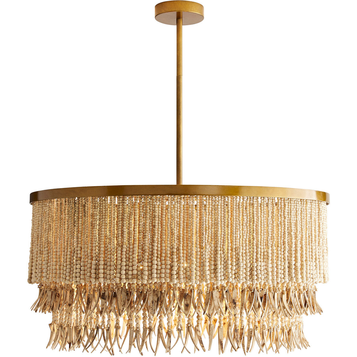 Baja 3 Light 30 inch Antique Brass Chandelier Ceiling Light in Natural Coco Beads