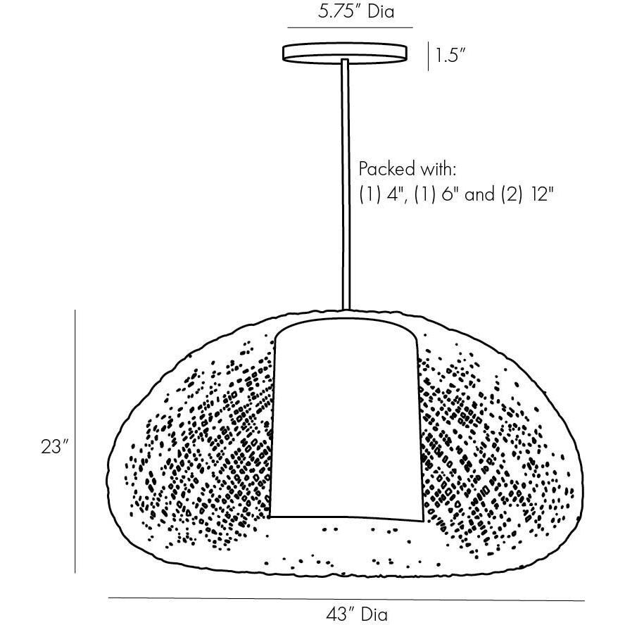 Ingrid 1 Light 43 inch Natural and Antique Brass Pendant Ceiling Light