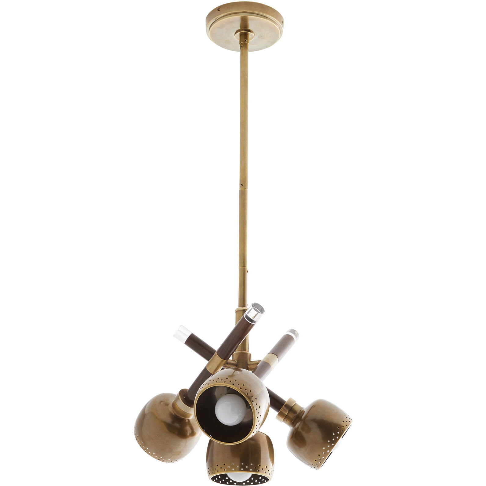 Pavo 4 Light 15 inch Dark Walnut and Vintage Brass Pendant Ceiling Light, Large