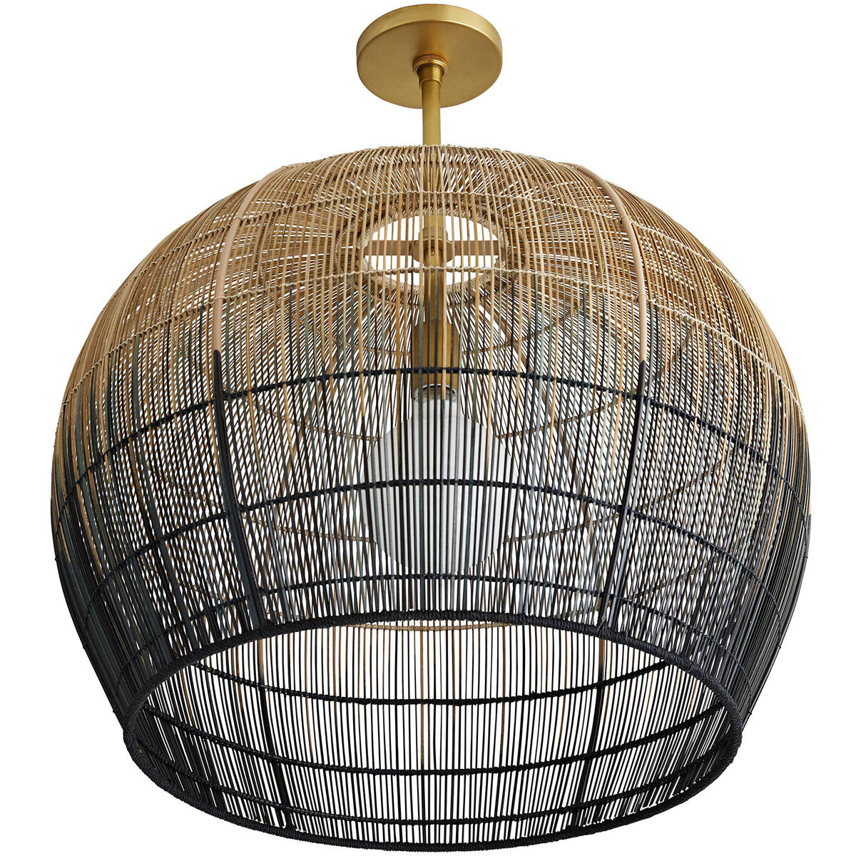 Swami 1 Light 22 inch Natural and Black Ombre with Antique Brass Pendant Ceiling Light, Small