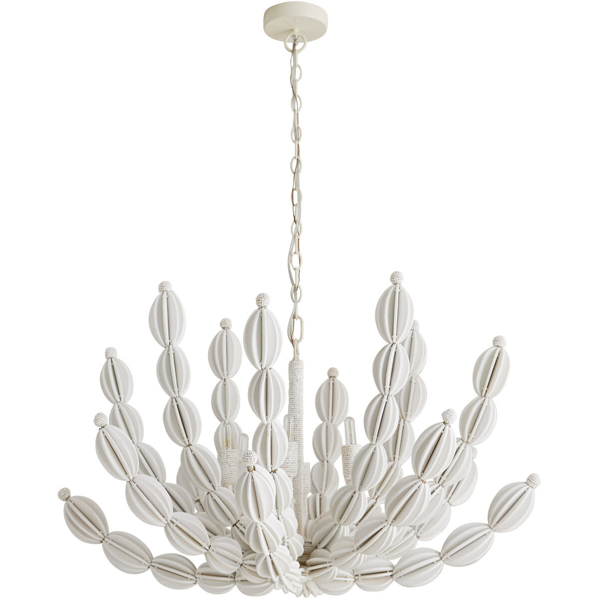 Indi 6 Light 34 inch White Chandelier Ceiling Light