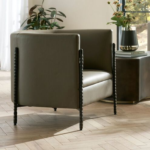 Escondido Dove Leather and Bronze Lounge Chair