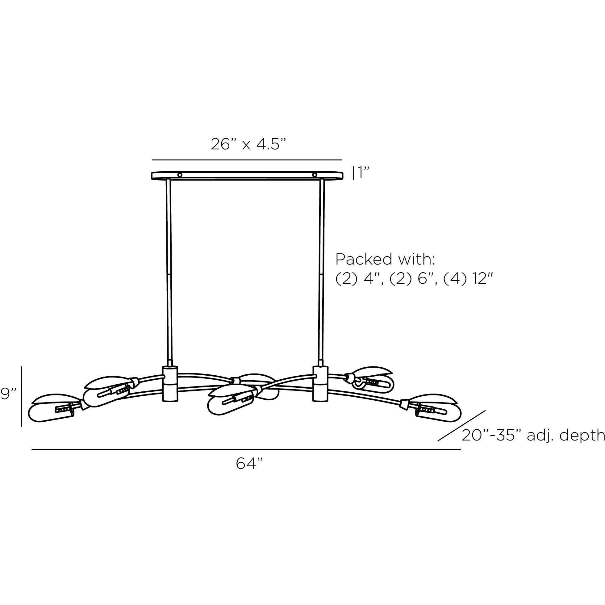 Ximena 6 Light 64 inch Antique Brass Chandelier Ceiling Light