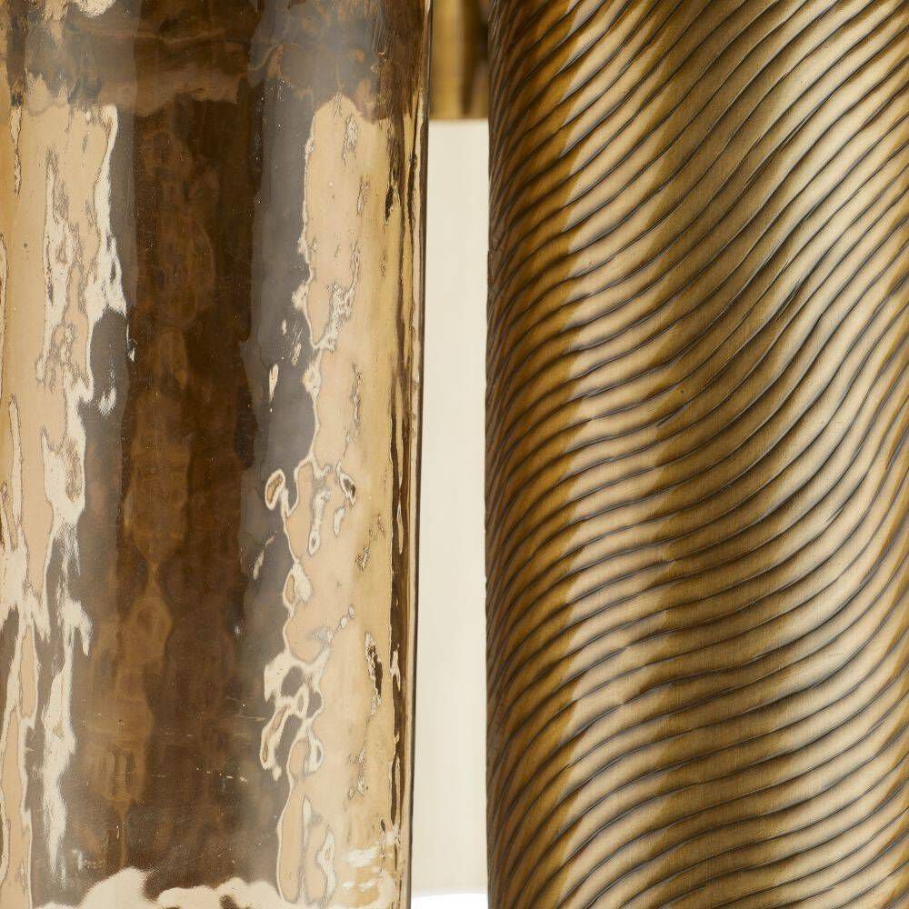 Faramond 10 Light 35 inch Vintage Brass and Hammered Smoke Slump Glass Chandelier Ceiling Light