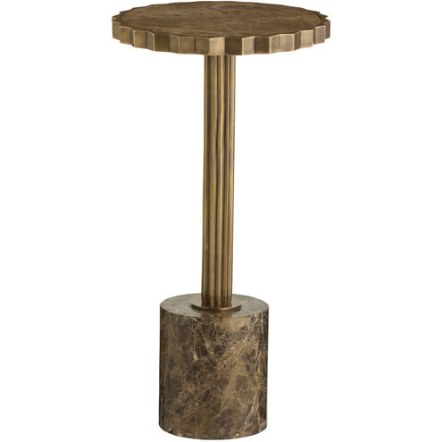 Mabel 12 inch Brown Emperador and Vintage Brass Accent Table