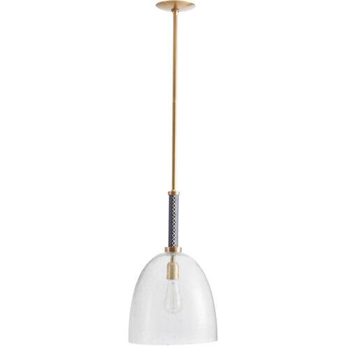 Kent 1 Light 12 inch Clear and Antique Brass Pendant Ceiling Light