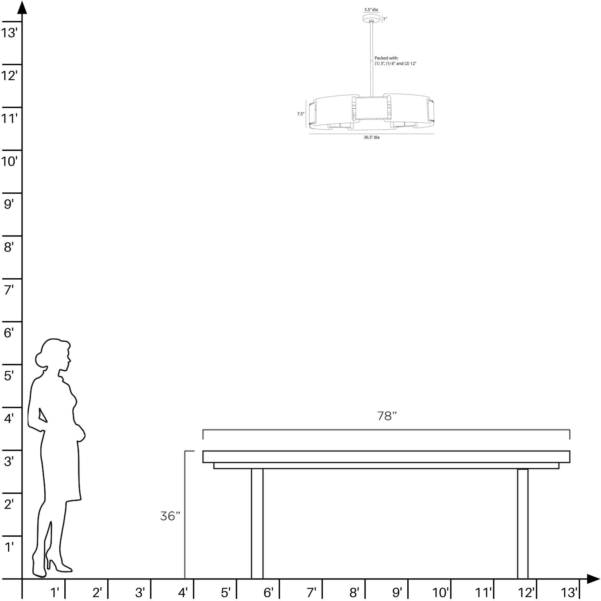 Ivan 5 Light 36.5 inch Brown and Blackened Iron Chandelier Ceiling Light