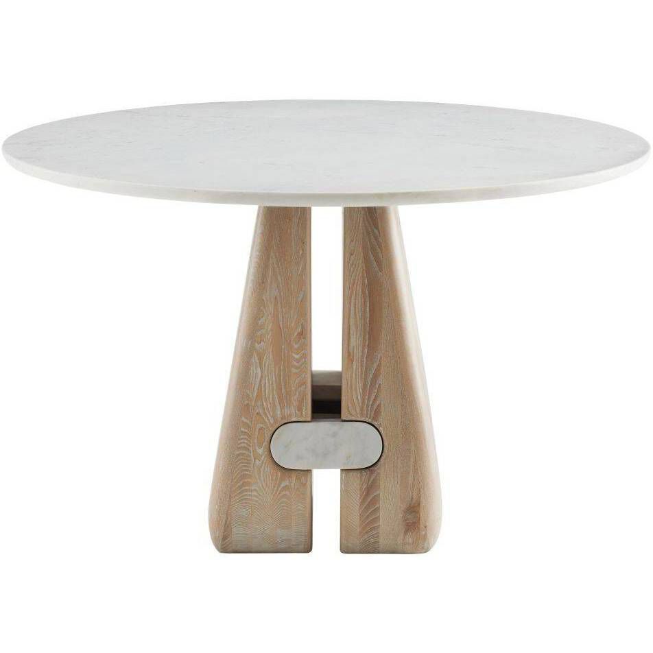 Melt 48 inch Cerused Natural Wood and White Marble Entry Table