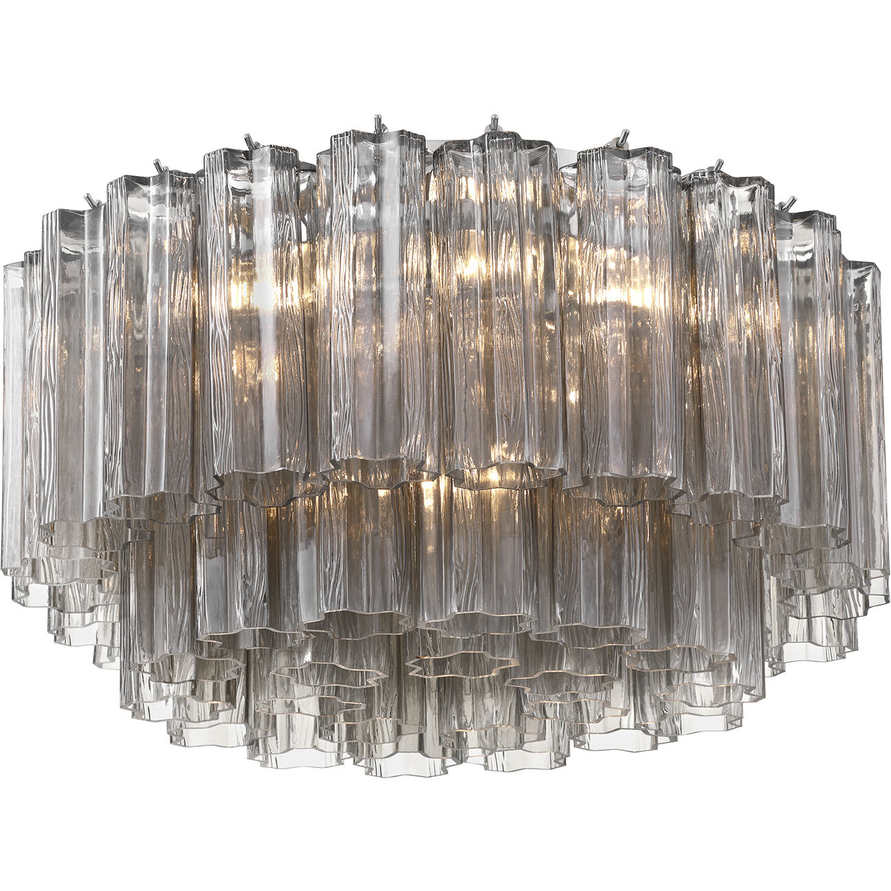 Addis 7 Light 22.25 inch Polished Chrome Flush Ceiling Light in Tronchi Glass Smoke