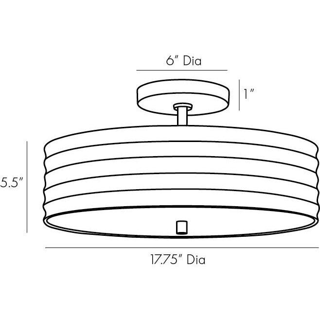 Anna 2 Light 18 inch Antique Brass Semi-Flush Mount Ceiling Light