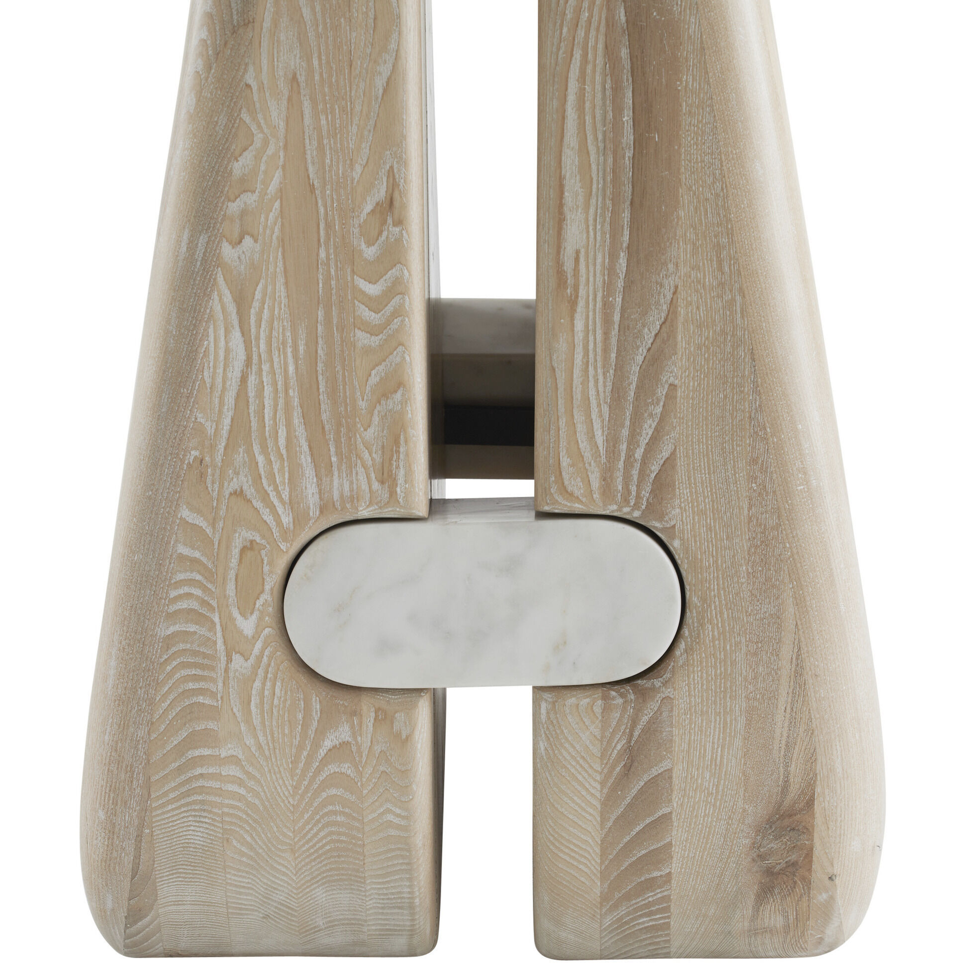 Melt 55 inch White Marble and Cerused Natural Dining Table, Large