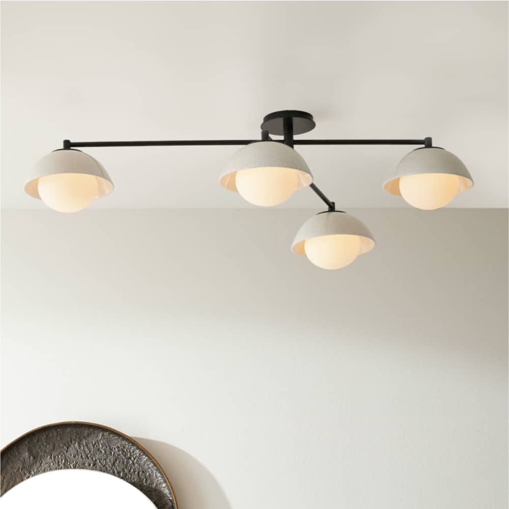 Glaze 4 Light 45 inch Blackened Steel, Ivory Stained Crackle Multipoint Flush Mount Ceiling Light