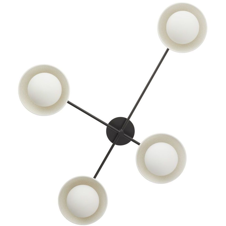 Glaze 4 Light 45 inch Blackened Steel, Ivory Stained Crackle Multipoint Flush Mount Ceiling Light