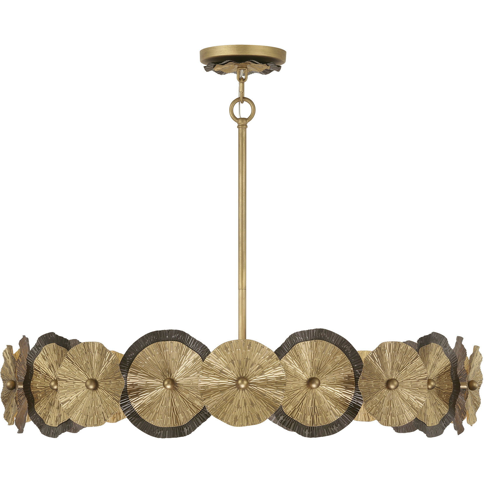 Lincoln 5 Light 35.25 inch Distressed Gold and Bronze Pendant Ceiling Light