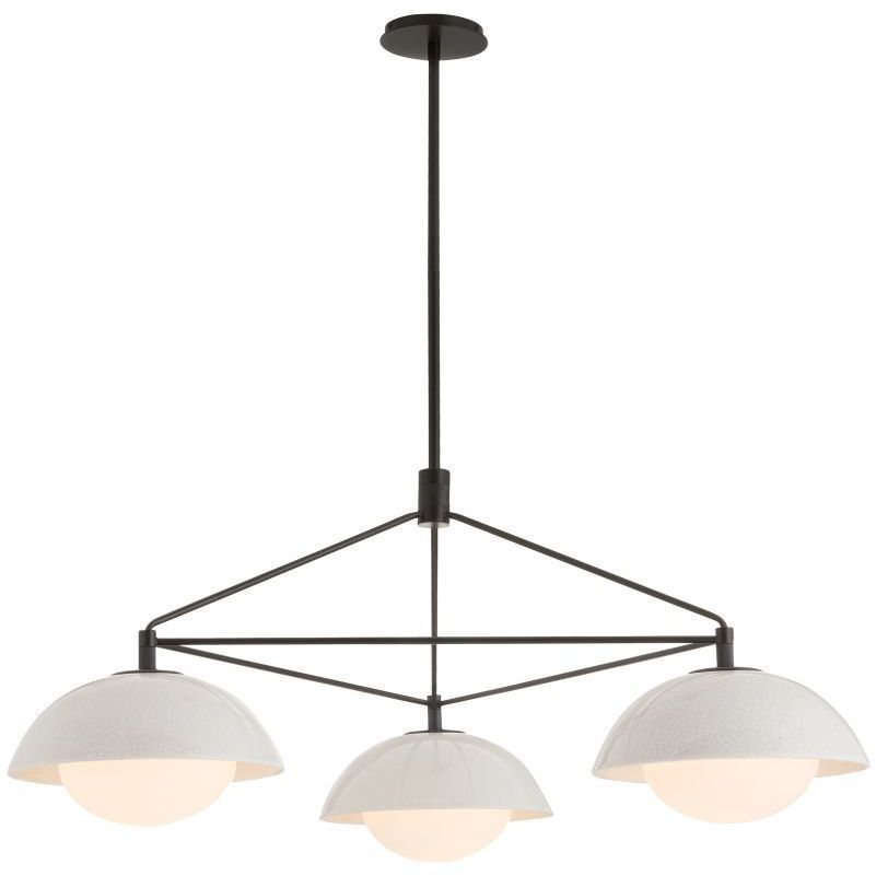 Glaze 3 Light 38 inch Blackened Steel, Ivory Stained Crackle Chandelier Ceiling Light