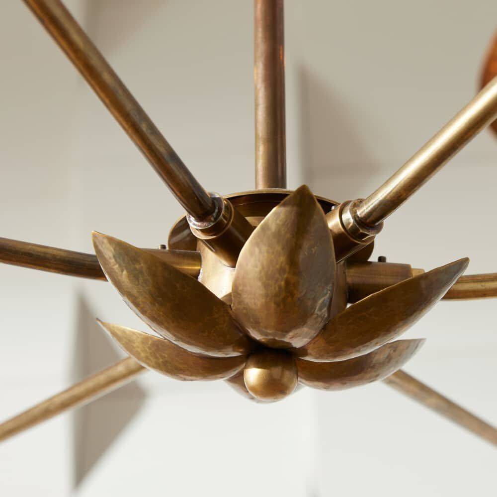 Flores 6 Light 46 inch Vintage Brass Chandelier Ceiling Light