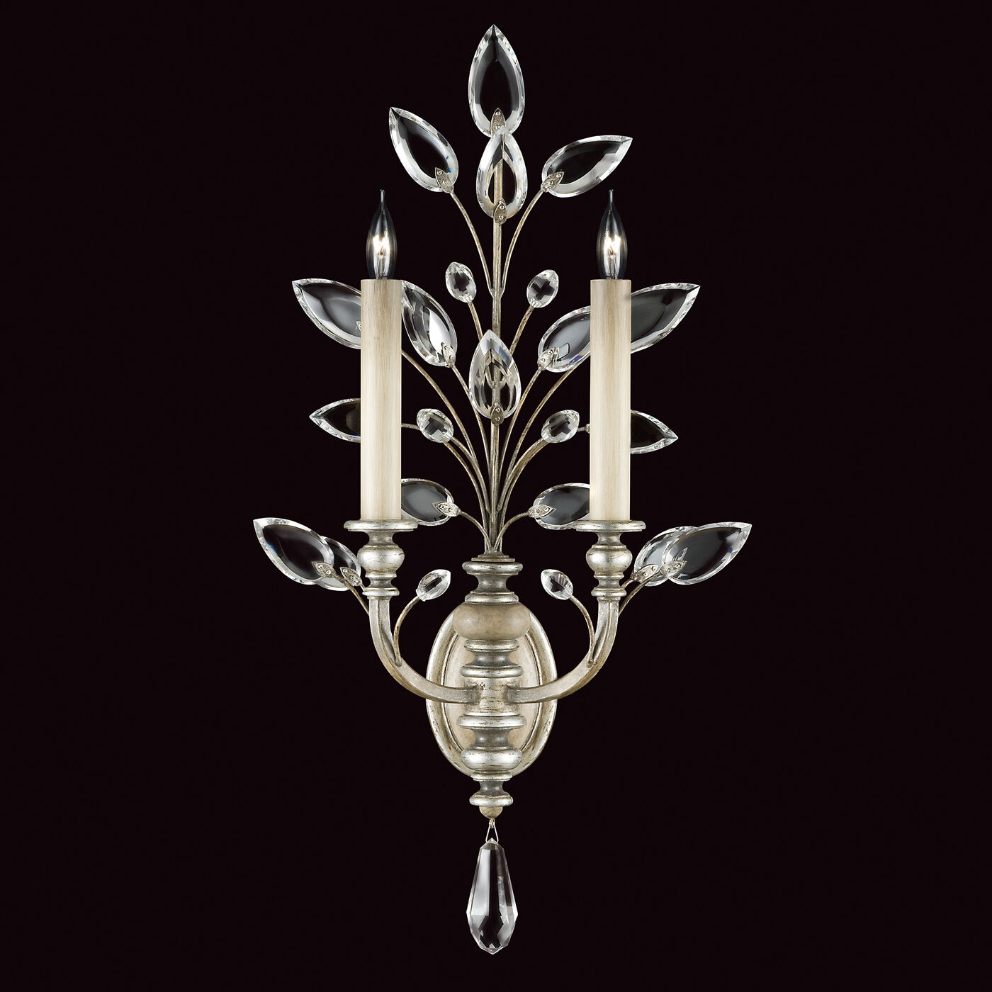 Crystal Laurel 2 Light 20 inch Silver Sconce Wall Light