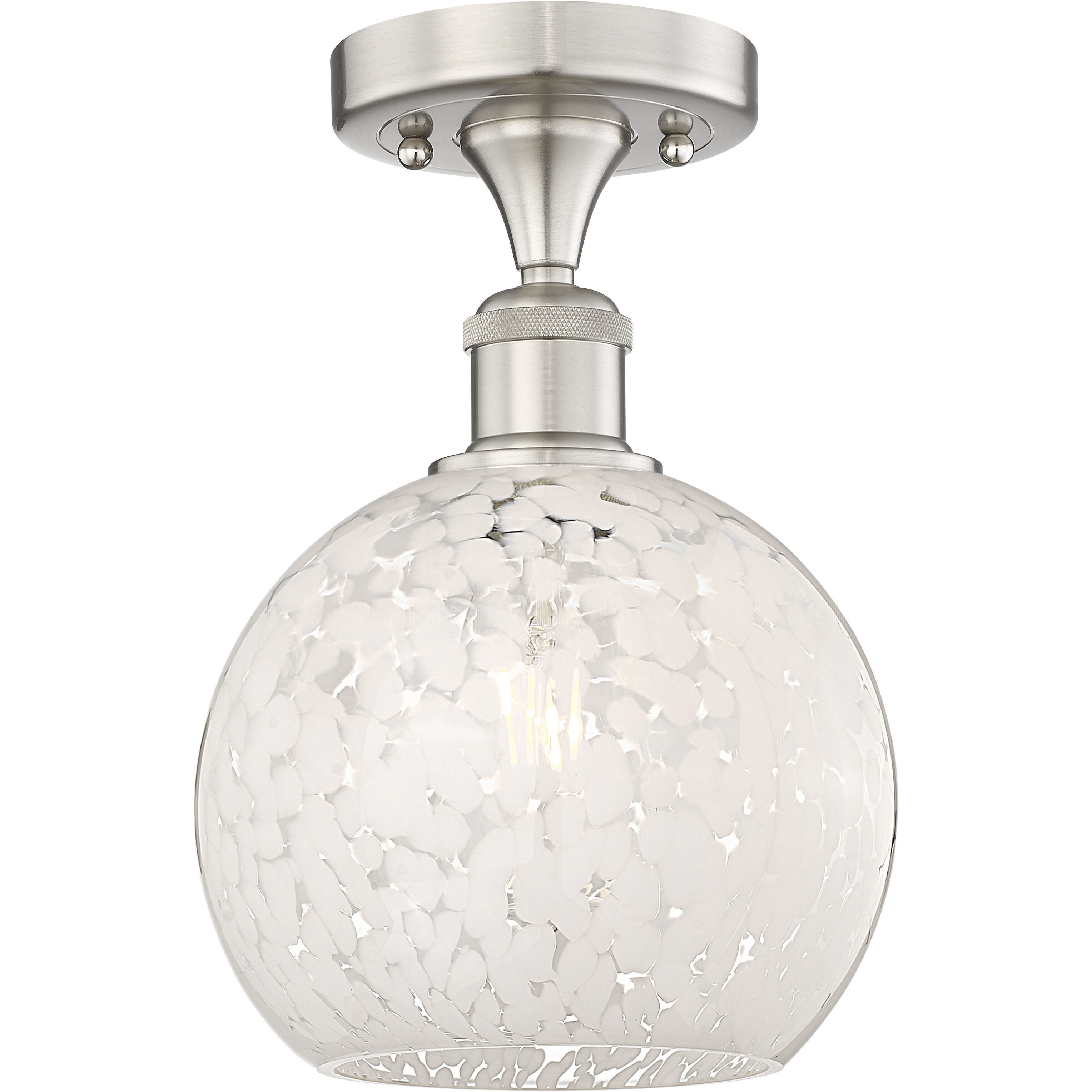 Edison White Mouchette 1 Light 8.00 inch Semi-Flush Mount