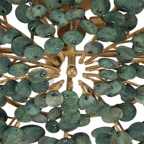 Bilal 3 Light 38 inch Eucalyptus Coconut Shell and Antique Brass Flush Mount Ceiling Light