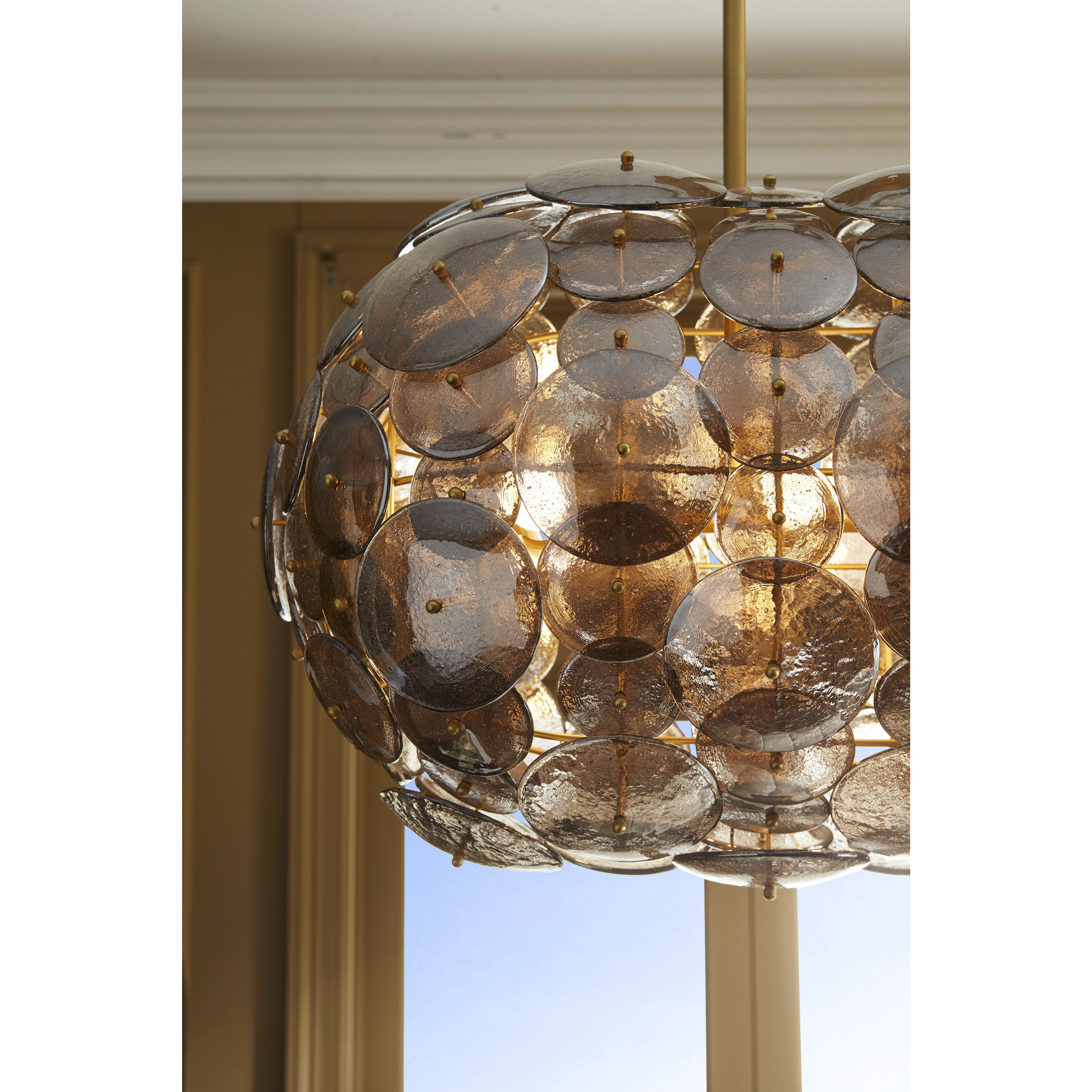Nebula 8 Light 42 inch Smoke Luster and Antique Brass Chandelier Ceiling Light
