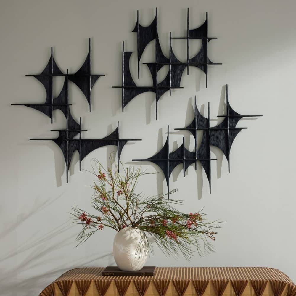 Freya Blackened Iron Wall Plaques, Set of 3