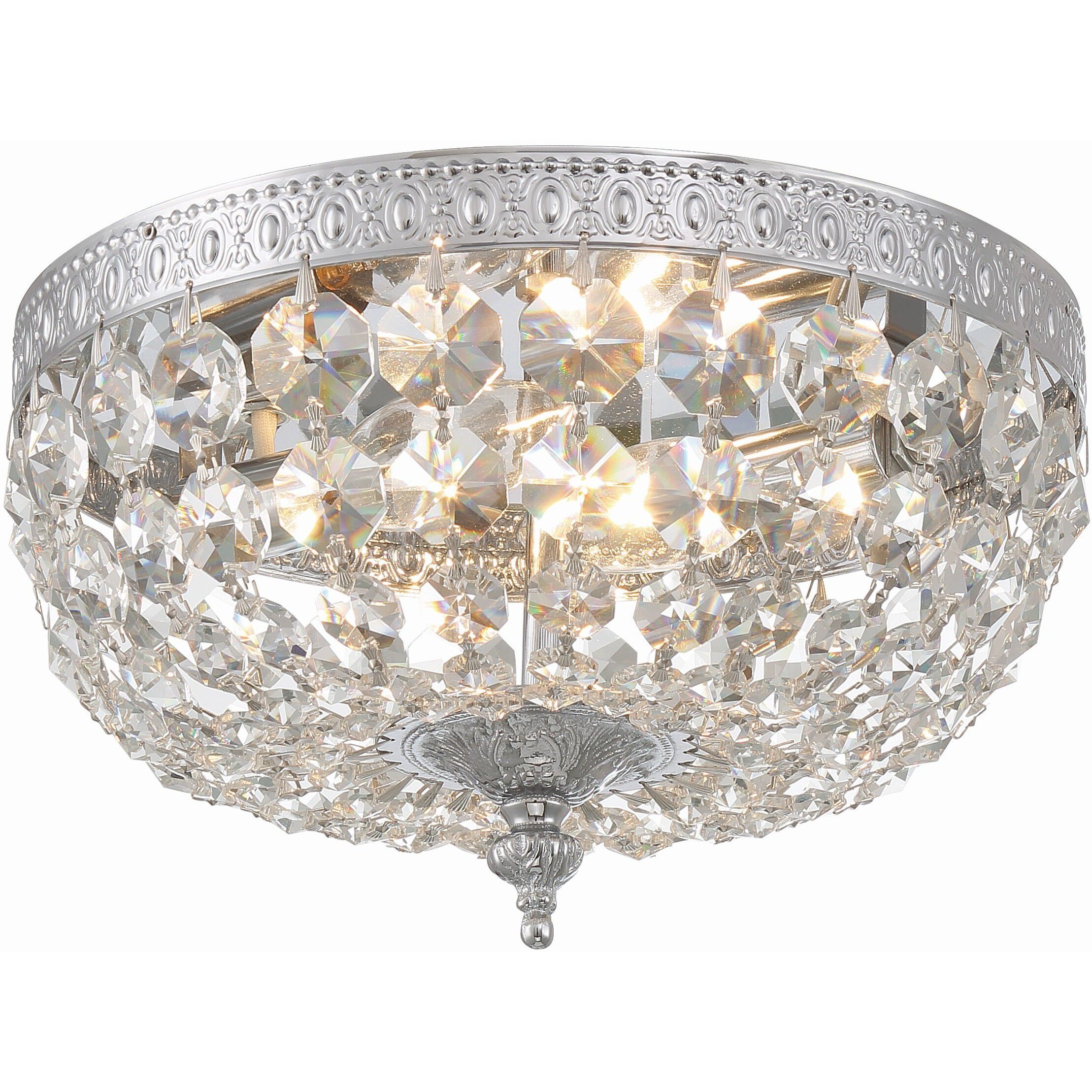 Waltham 2 Light 10 inch Polished Chrome Flush Ceiling Light in Clear Spectra