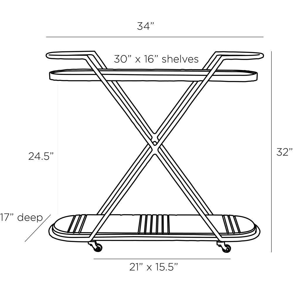 Nakoa 34 inch Black Bar Cart