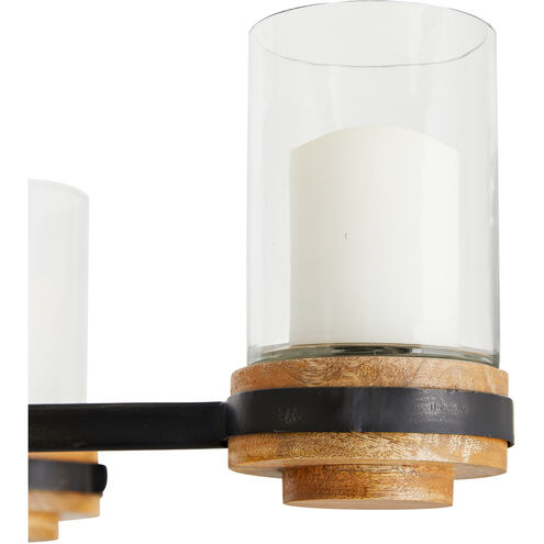 Sumter 5 Light 33 inch Black and Bronze with Natural Wood Candle Chandelier Ceiling Light, Beth Webb