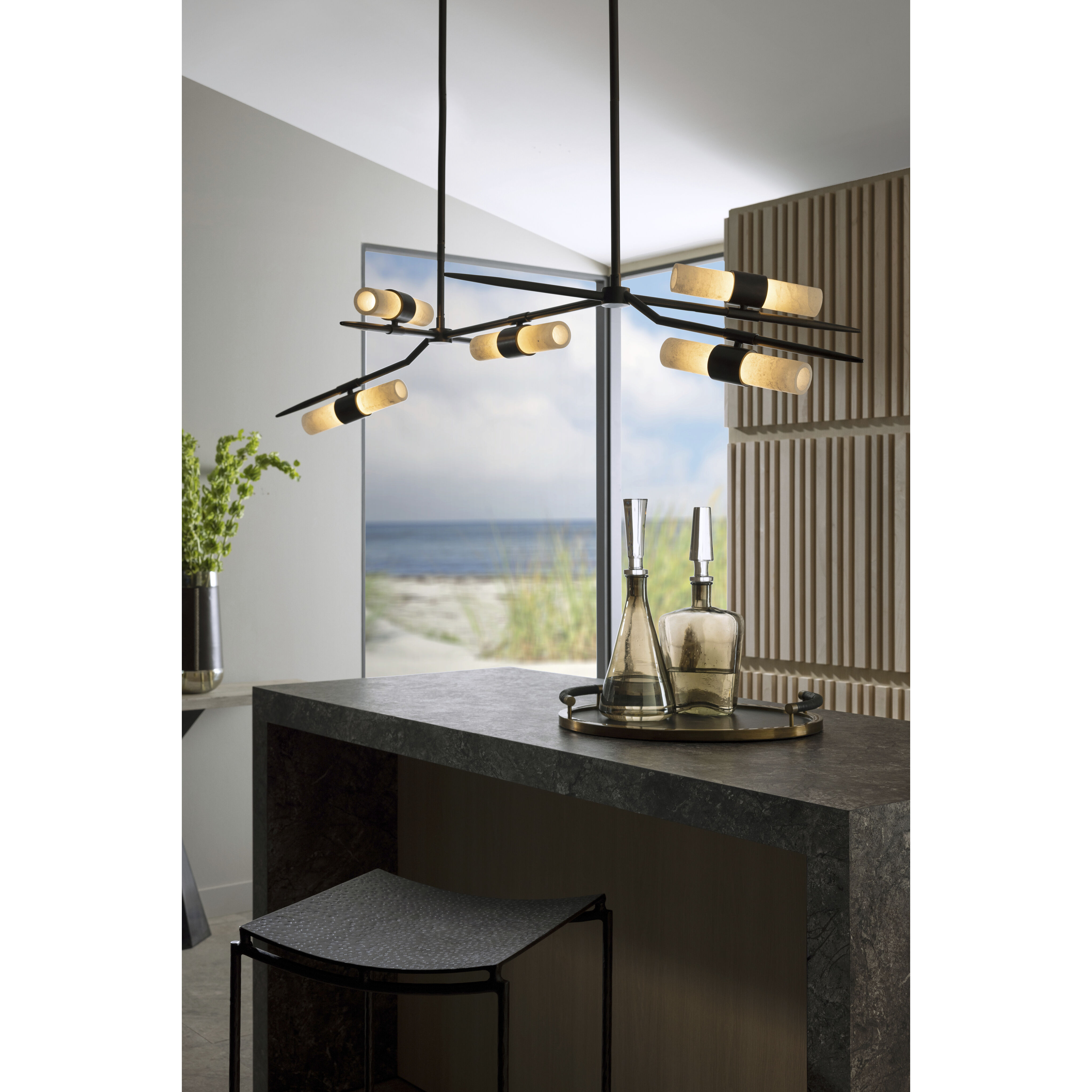 Travis 8 Light 62 inch English Bronze Linear Chandelier Ceiling Light