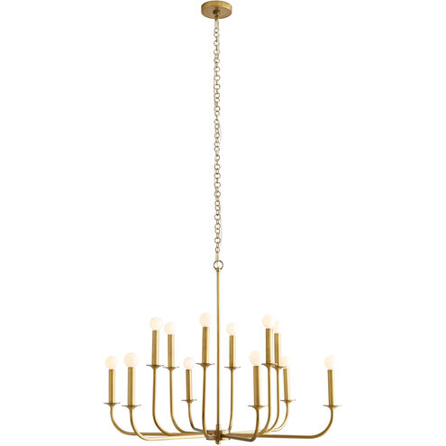 Reclaimed large 12 light brass chandelier